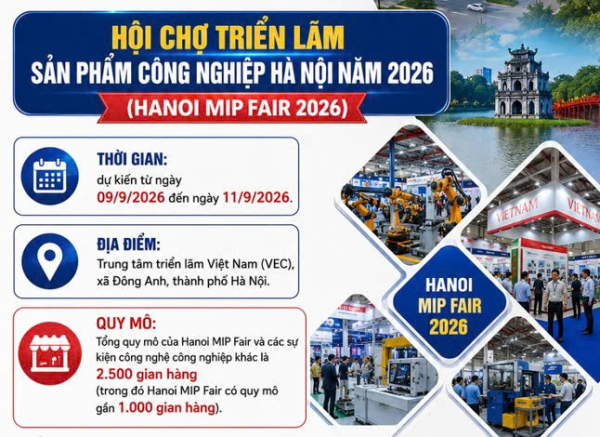  Mời Doanh nghiệp tham gia Hội chợ triển lãm sản phẩm công nghiệp Hà Nội năm 2026 (Hanoi MIP Fair 2026)  